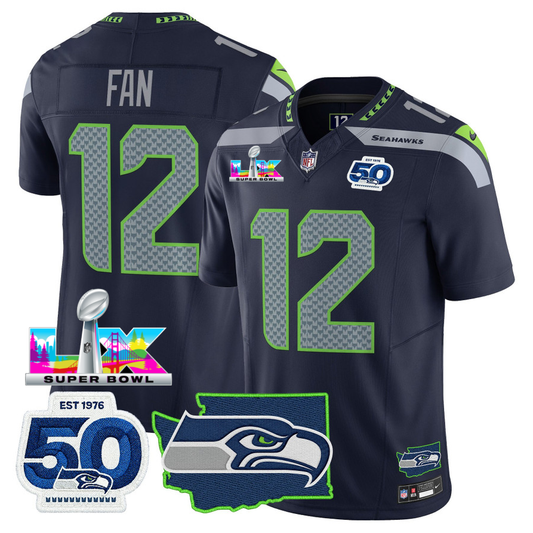 SEA Super Bowl LX - 50th Anniversary Patch Vapor Limited Jersey N88 - All Stitched-DTD