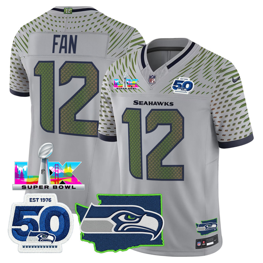 SEA Super Bowl LX - 50th Anniversary Patch Vapor Limited Jersey N88 - All Stitched-DTD