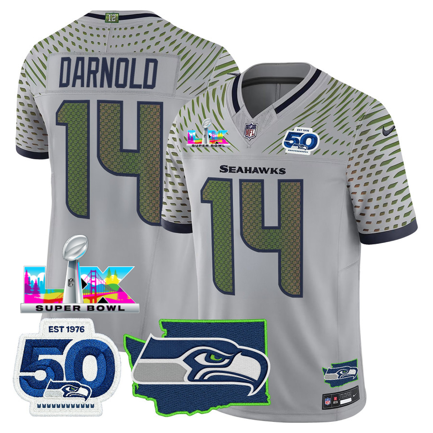 SEA Super Bowl LX - 50th Anniversary Patch Vapor Limited Jersey N88 - All Stitched-DTD
