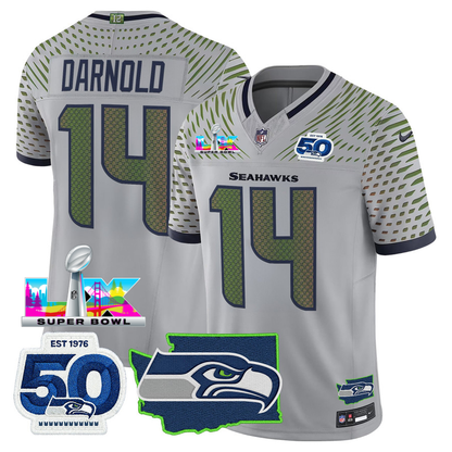 SEA Super Bowl LX - 50th Anniversary Patch Vapor Limited Jersey N88 - All Stitched-DTD