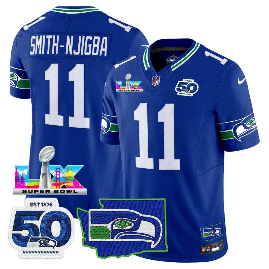 SEA Super Bowl LX - 50th Anniversary Patch Vapor Limited Jersey N88 - All Stitched-DTD