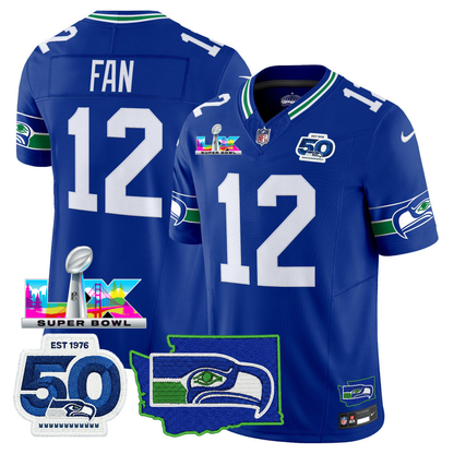 SEA Super Bowl LX - 50th Anniversary Patch Vapor Limited Jersey N88 - All Stitched-DTD
