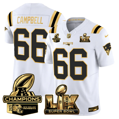 NE Super Bowl LX - AFC Champions Patch Gold Vapor Limited Jersey - All Stitched-DTD