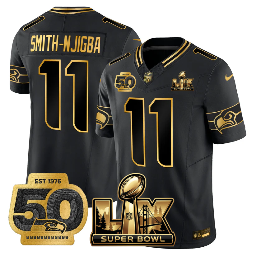 SEA Super Bowl LX - 50th Anniversary Patch Gold Vapor Limited Jersey N5 - All Stitched-DTD