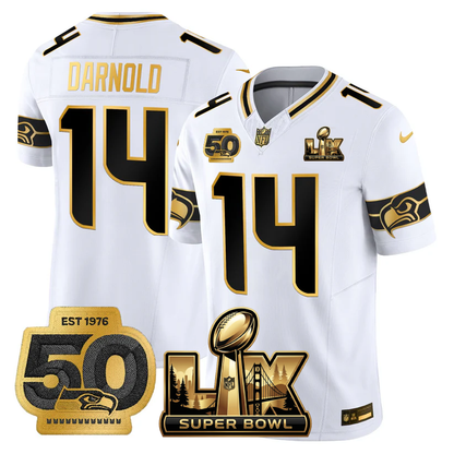 SEA Super Bowl LX - 50th Anniversary Patch Gold Vapor Limited Jersey N5 - All Stitched-DTD