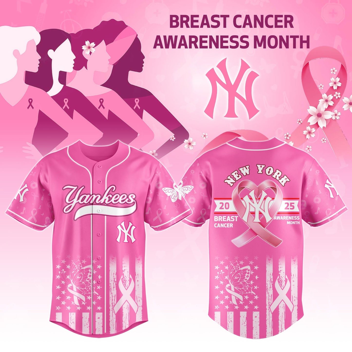 NYY x Breast Cancer Awareness Night - Limited Edition Jersey - Printed-DTD