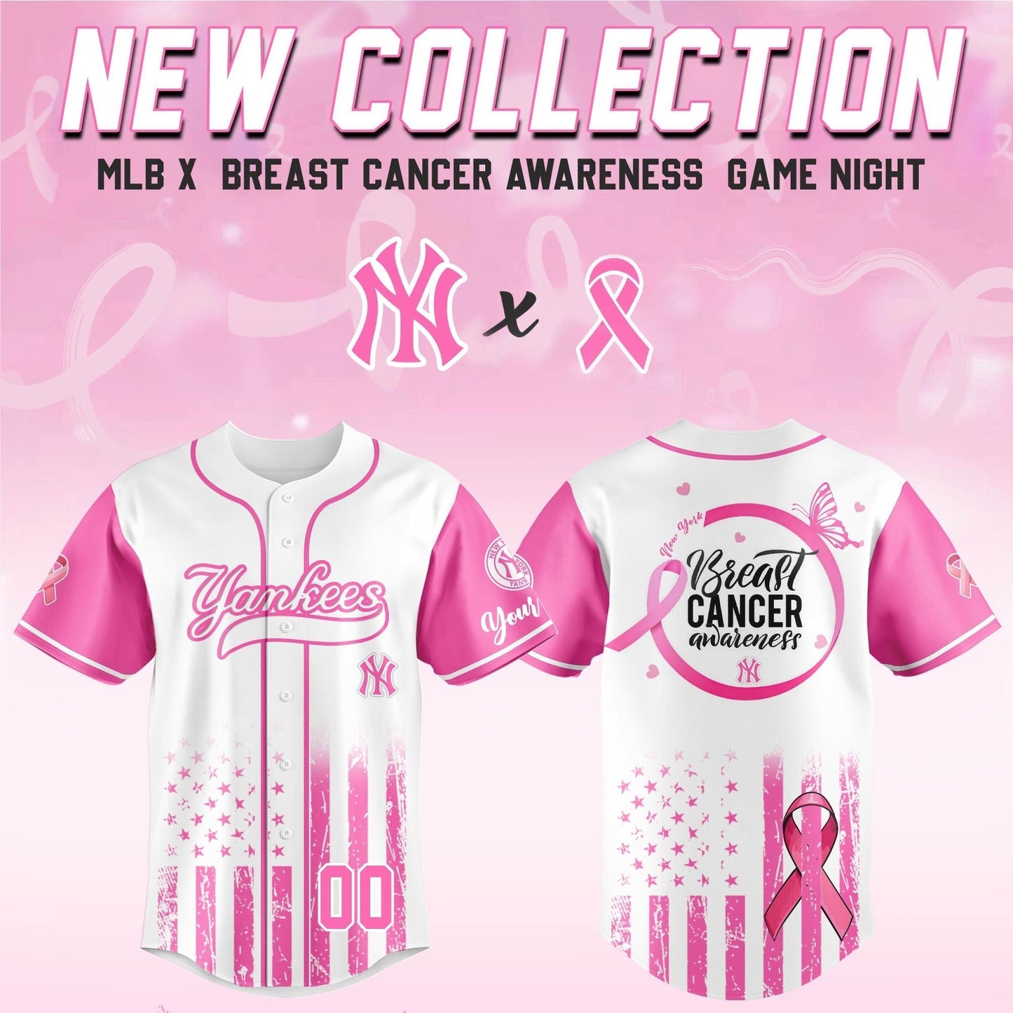 NYY x Breast Cancer Awareness Night - Limited Edition Jersey - Printed-DTD