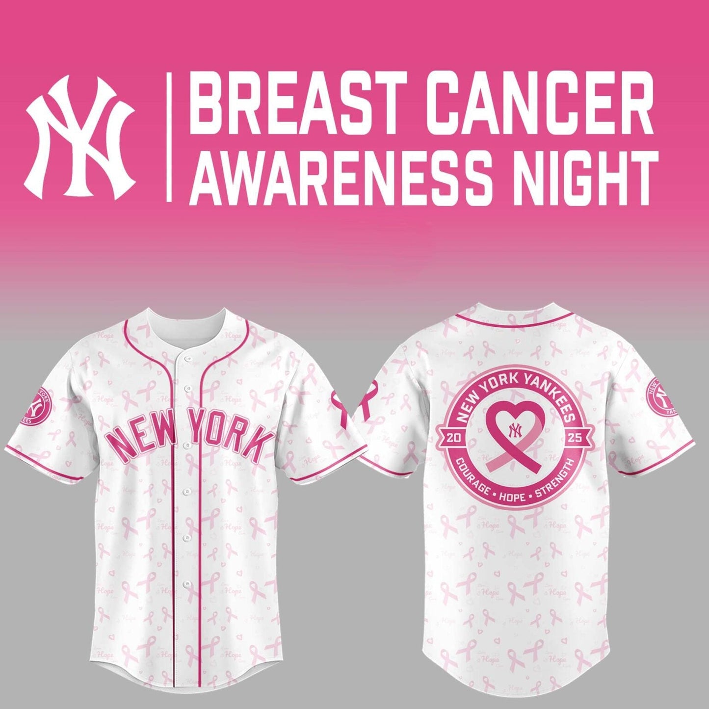 NYY x Breast Cancer Awareness Night - Limited Edition Jersey - Printed-DTD