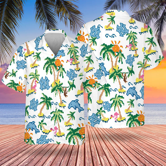 NYY Pixel Hawaiian Design Button Shirt-DTD