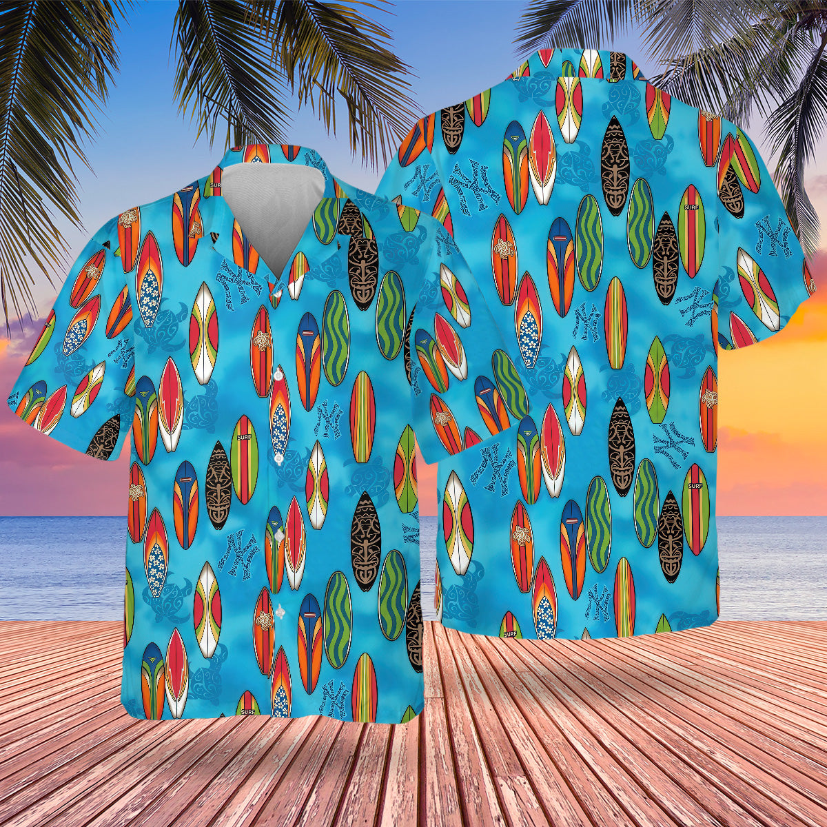NYY Surfing Hawaiian Design Button Shirt-DTD