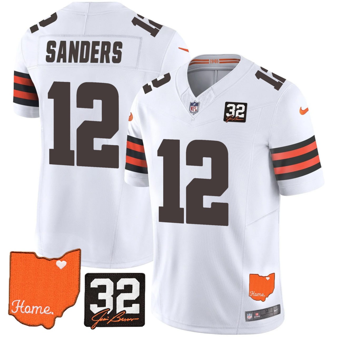 Browns #32 Jim Brown Memorial & Home Patch Vapor Limited Jersey - All Stitched-DTD