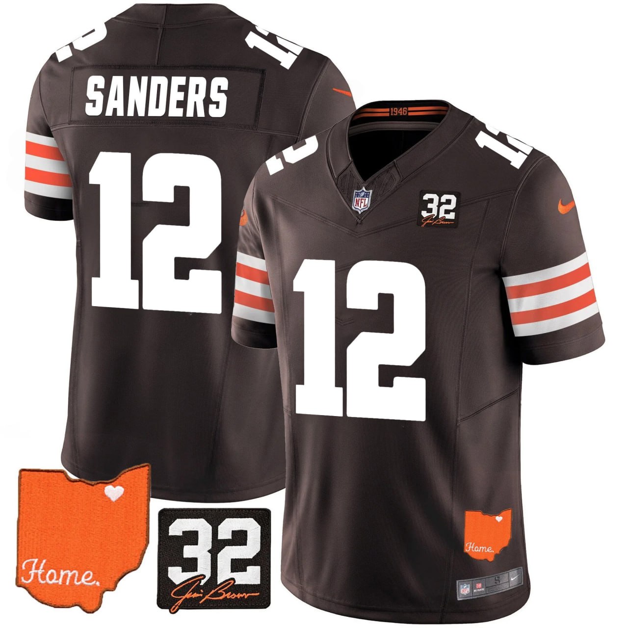 Browns #32 Jim Brown Memorial & Home Patch Vapor Limited Jersey - All Stitched-DTD