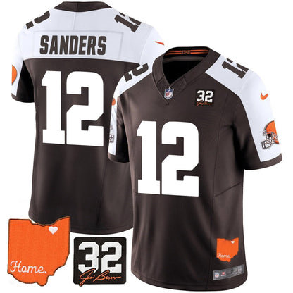 Browns #32 Jim Brown Memorial & Home Patch Vapor Limited Jersey - All Stitched-DTD