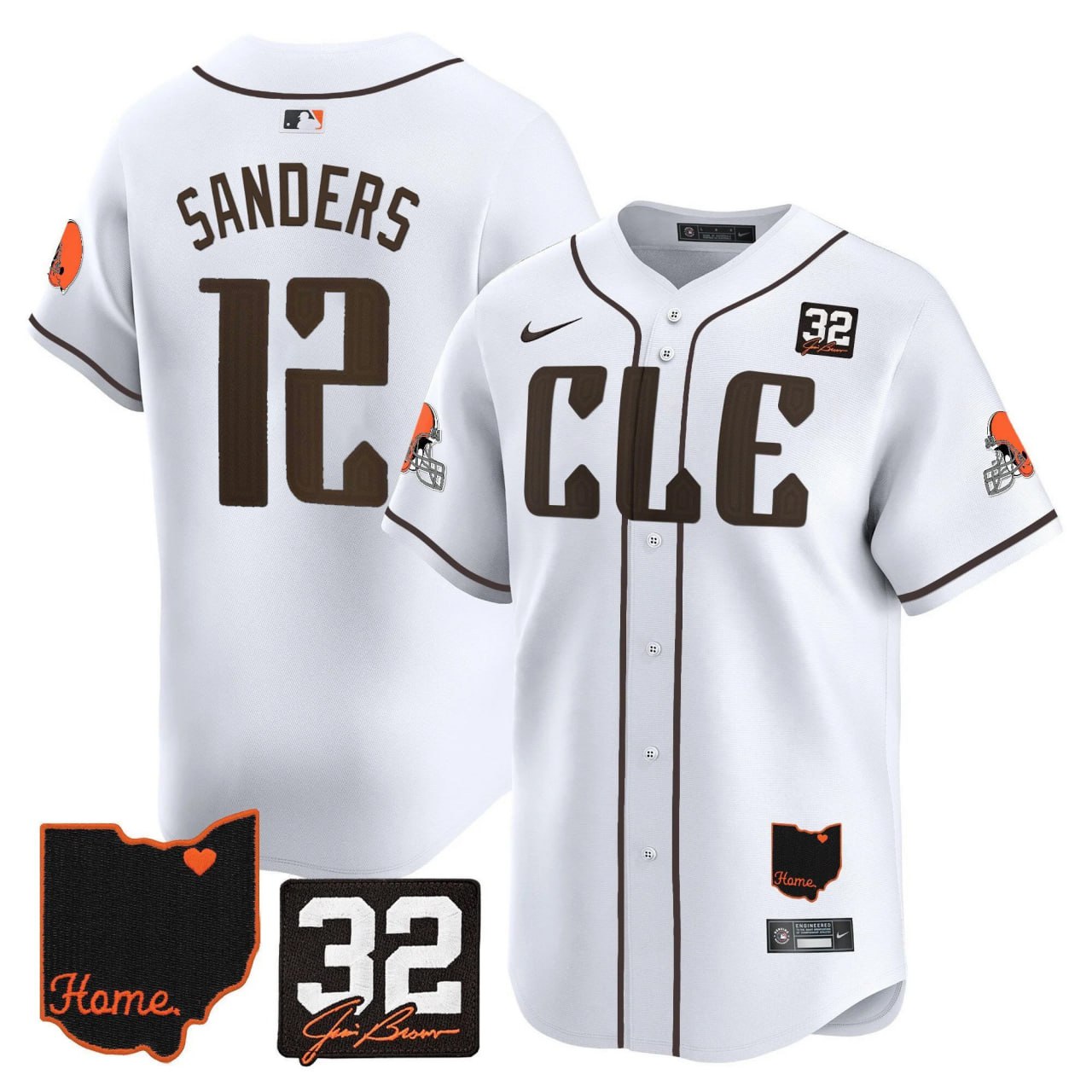 Browns #32 Jim Brown Memorial & Home Patch Vapor Premier Limited Jersey - All Stitched-DTD