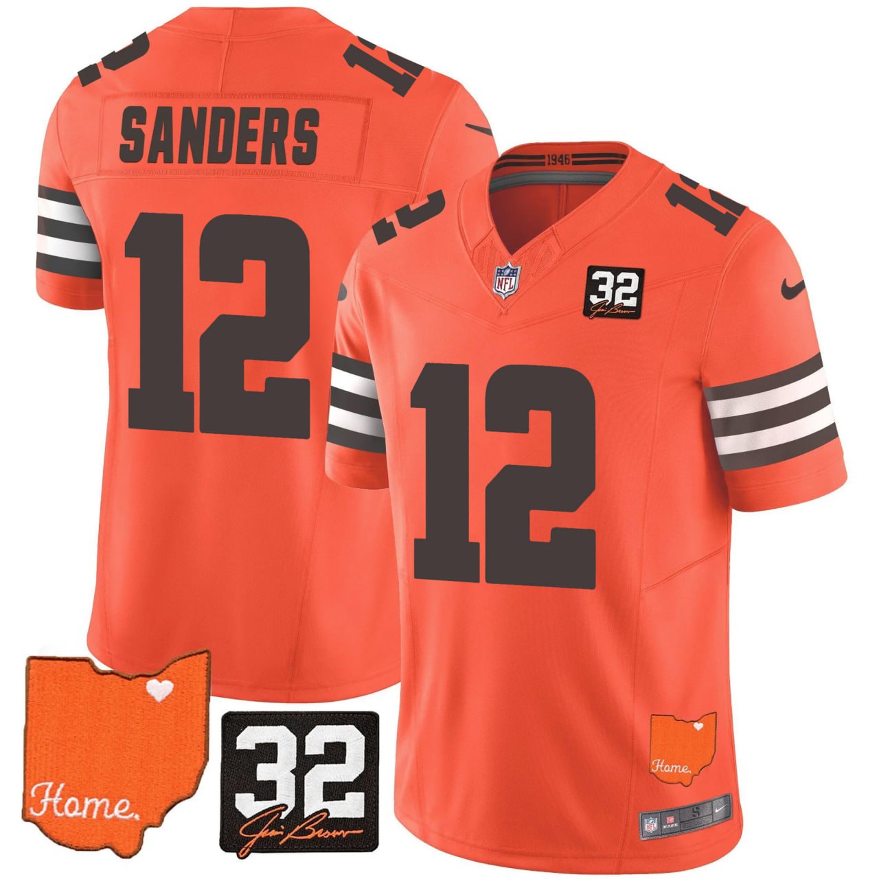 Browns #32 Jim Brown Memorial & Home Patch Vapor Limited Jersey N1 - All Stitched-DTD