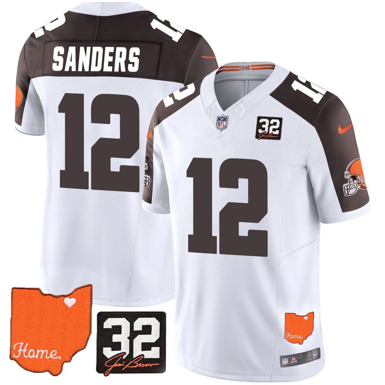 Browns #32 Jim Brown Memorial & Home Patch Vapor Limited Jersey - All Stitched-DTD
