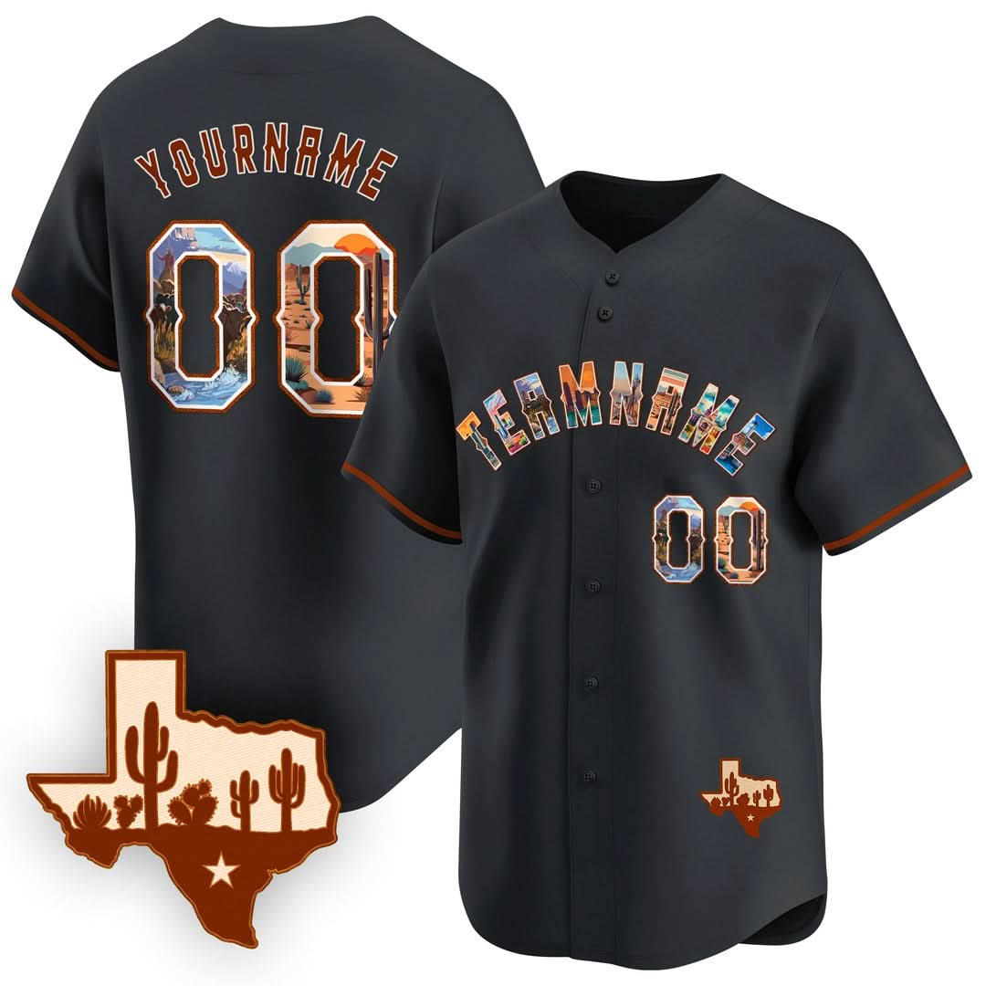 CUSTOM WHITE TEXAS ART BASEBALL JERSEY - EMBROIDERED-DTD
