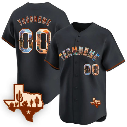 CUSTOM WHITE TEXAS ART BASEBALL JERSEY - EMBROIDERED-DTD