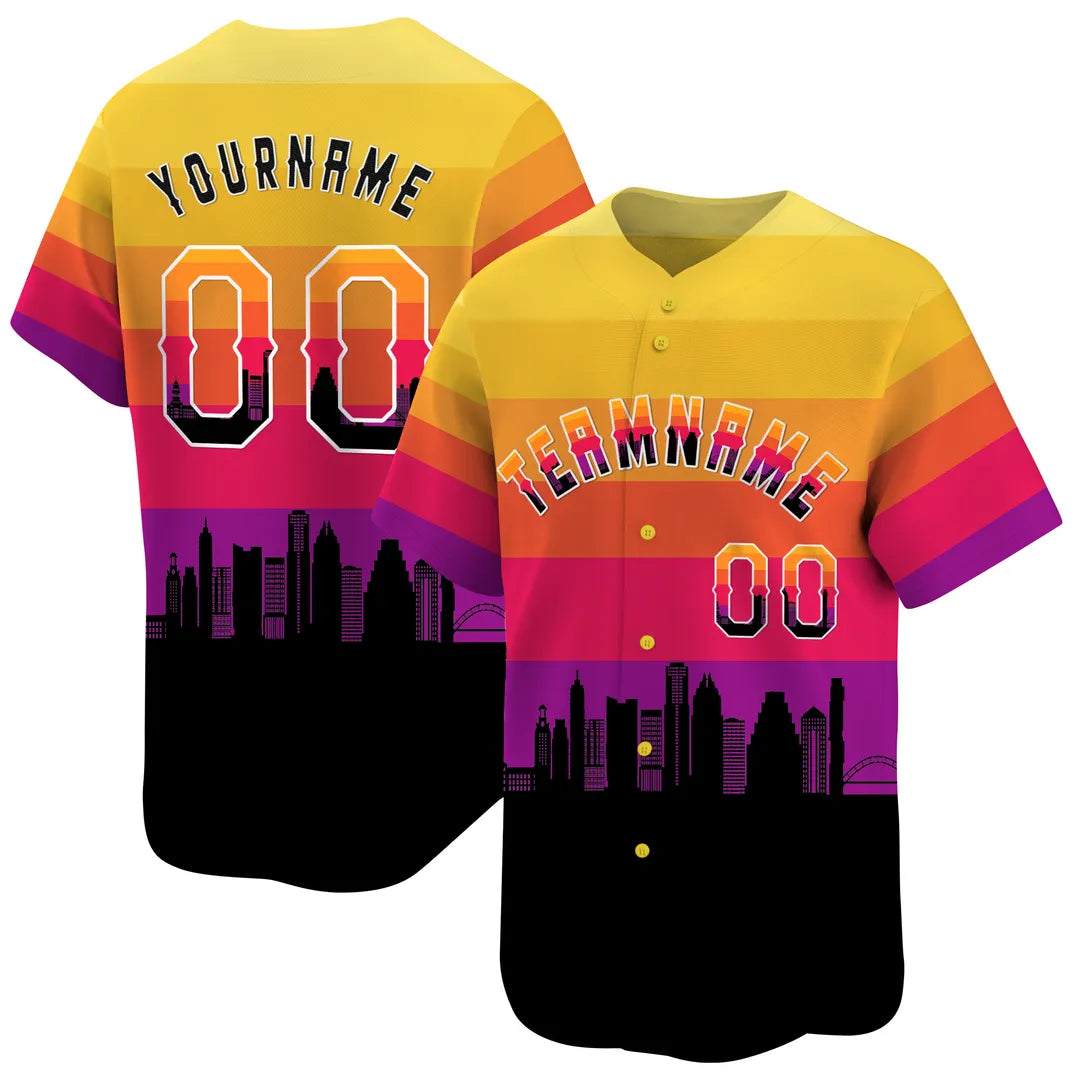 CUSTOM 3D AUSTIN CITY NIGHT PATTERN BASEBALL JERSEY - PRINTED-DTD
