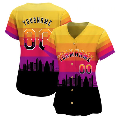 CUSTOM 3D AUSTIN CITY NIGHT PATTERN BASEBALL JERSEY - PRINTED-DTD