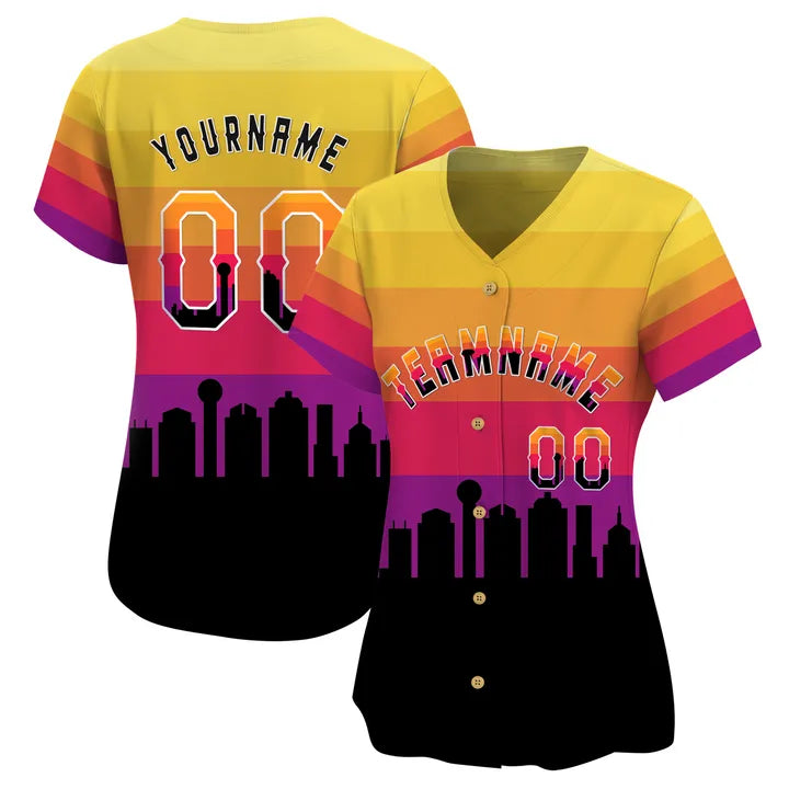 CUSTOM 3D DALLAS CITY NIGHT PATTERN BASEBALL JERSEY - PRINTED-DTD