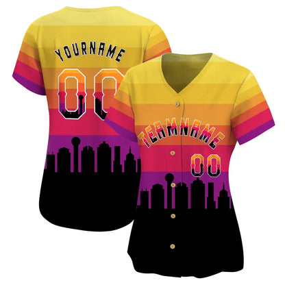 CUSTOM 3D DALLAS CITY NIGHT PATTERN BASEBALL JERSEY - PRINTED-DTD