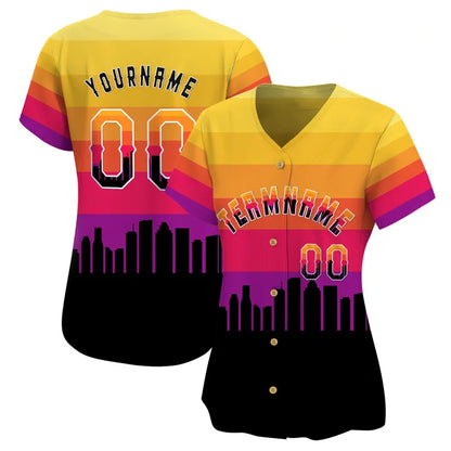 CUSTOM 3D HOUSTON TEXAS CITY NIGHT PATTERN BASEBALL JERSEY - PRINTED-DTD